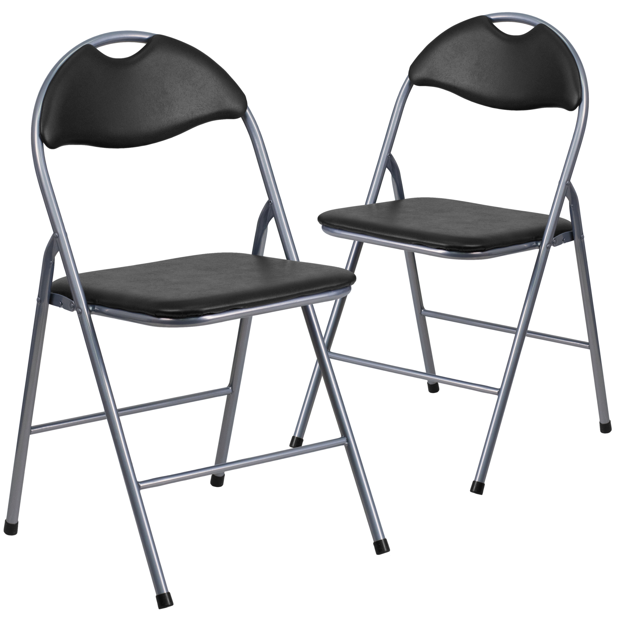 Flash Furniture, Black Vinyl Metal Folding Chair w/ Carrying Handle, Included (qty.) 2 Model# 2YBYJ806H